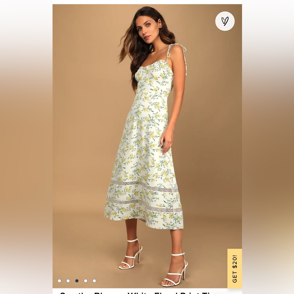 Lulus white and green floral dress